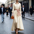 Long-Sleeve Collared Maxi Dress