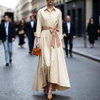 Long-Sleeve Collared Maxi Dress