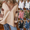 Striped Color-Block V-Neck Sweatshirt