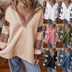 Striped Color-Block V-Neck Sweatshirt
