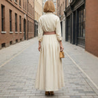 Long-Sleeve Collared Maxi Dress