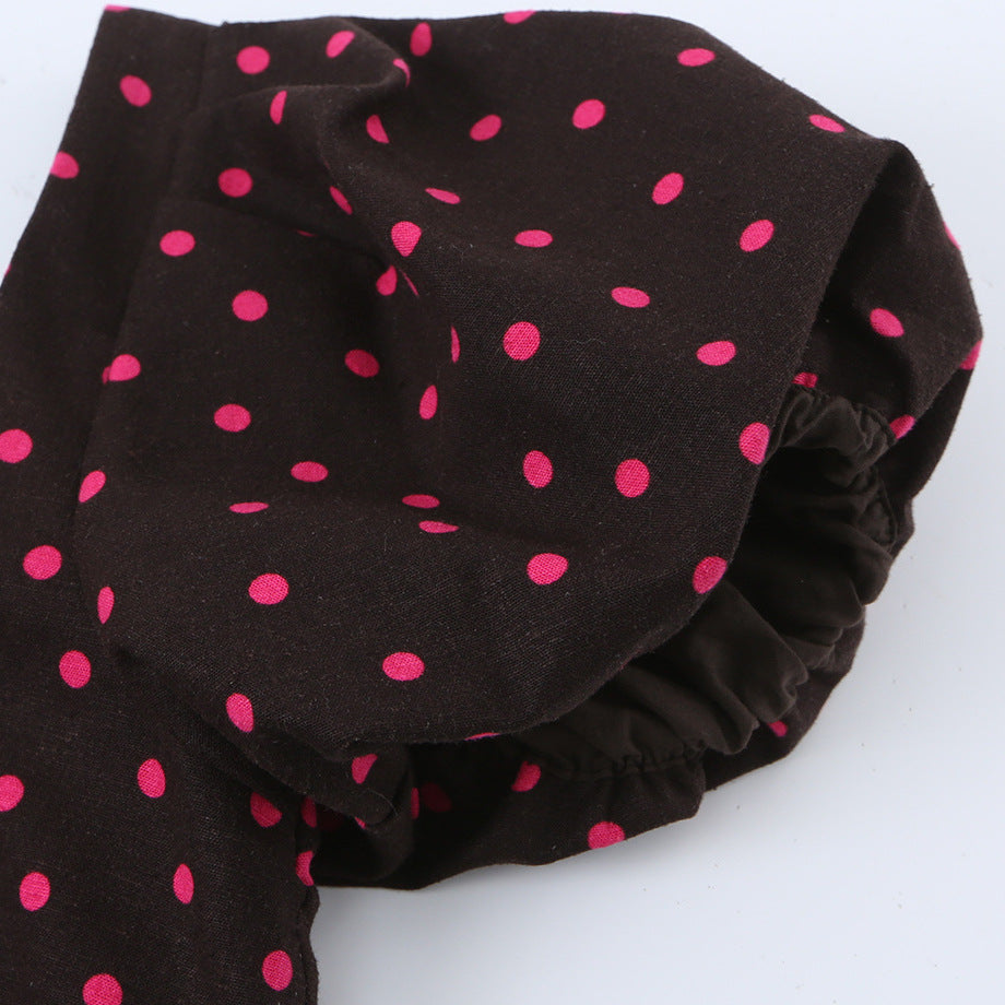 Polka-Dot Puff-Sleeve Mini Dress