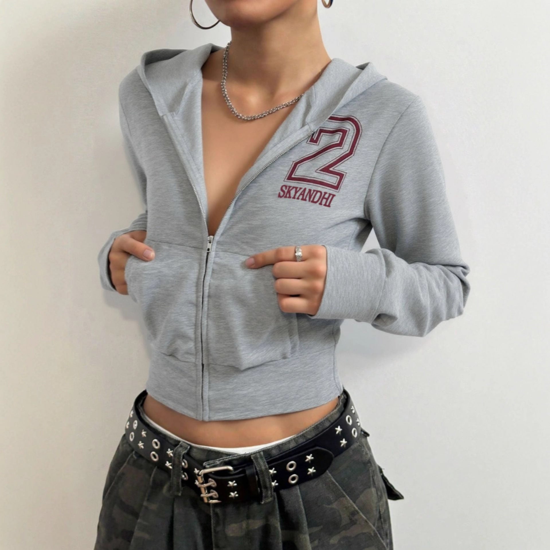 Zip-Front Hooded Cardigan