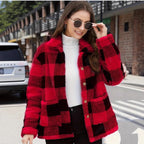 Plaid Fleece Coat with Patch Pockets - view 3