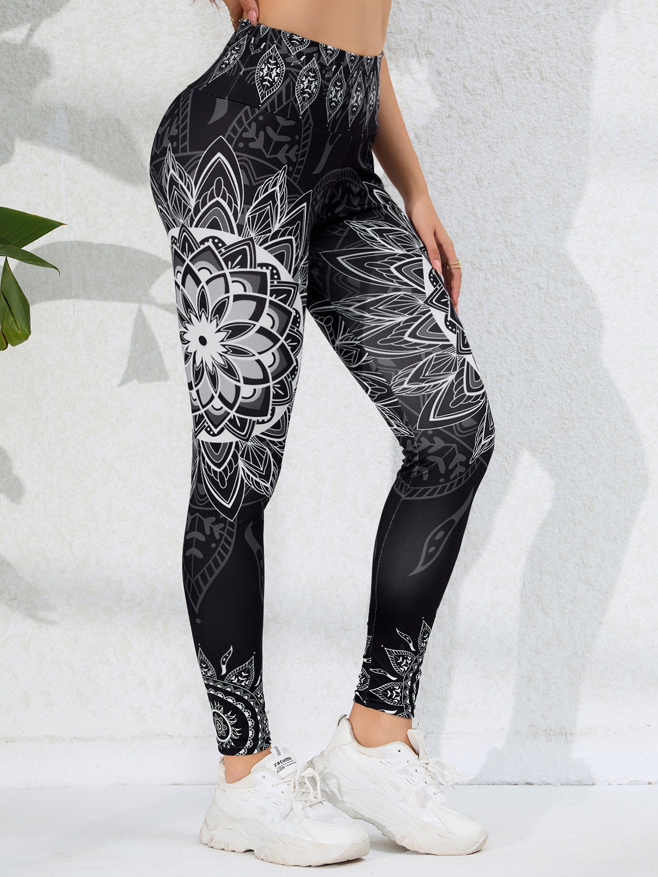 Pantalones de yoga para mujer con estampado de acuarela, de cintura alta, control de abdomen, levantamiento de glúteos, de secado rápido