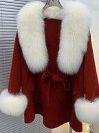 Fox-Fur Trim Wool-Blend Cape