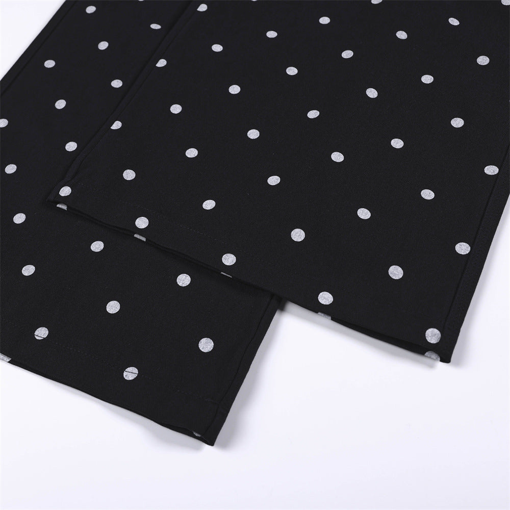 Pantalon de jogging droit à pois imprimés sur toute la surface