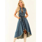 Robe cow-boy, sans manches, coupe asymétrique