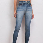 Leggings de yoga taille haute effet jean rehausse-fesses - Pantalon de yoga style jean - Vêtements de yoga et fitness