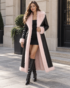 Faux Leather Coat with Faux Fur Lining