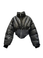 Cropped Spliced Puffer Jacket
