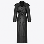 X-Long Belted Faux Leather Trench Coat