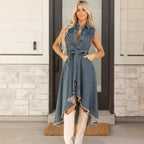 Robe cow-boy, sans manches, coupe asymétrique