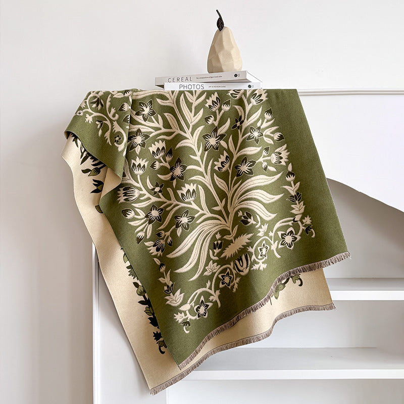 Vintage Floral Faux-Cashmere Scarf