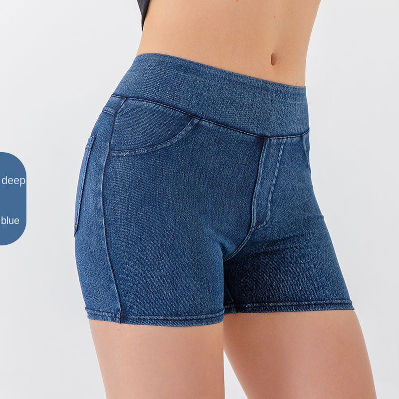 Pantalones cortos vaqueros de yoga de cintura alta y levantamiento de cadera para mujer, nueva colección Primavera/Verano, alta elasticidad
