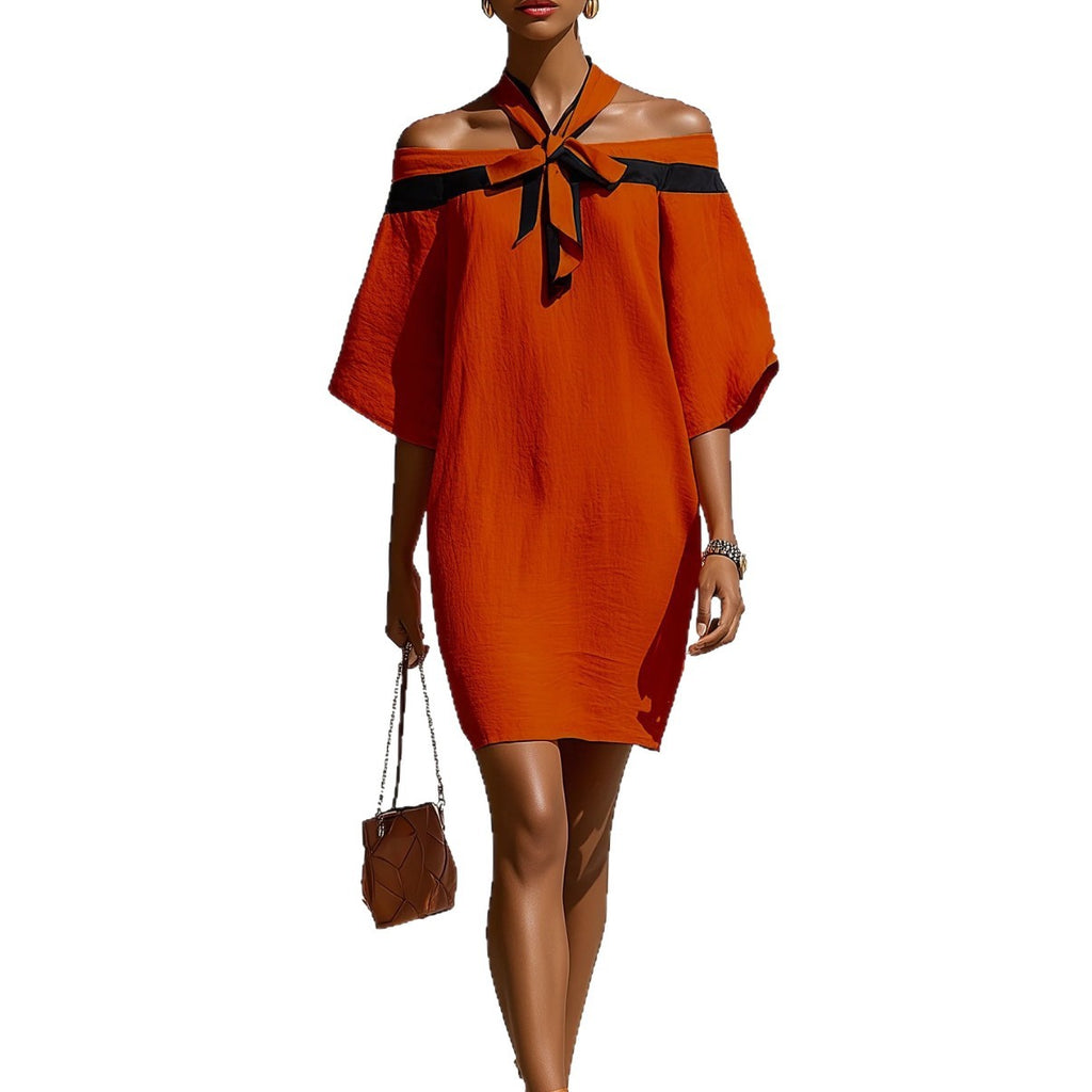 One-Shoulder Bow Mini Dress