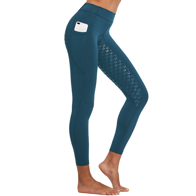 Pantalones de equitación de cintura alta elásticos antideslizantes con pegamento para mujer