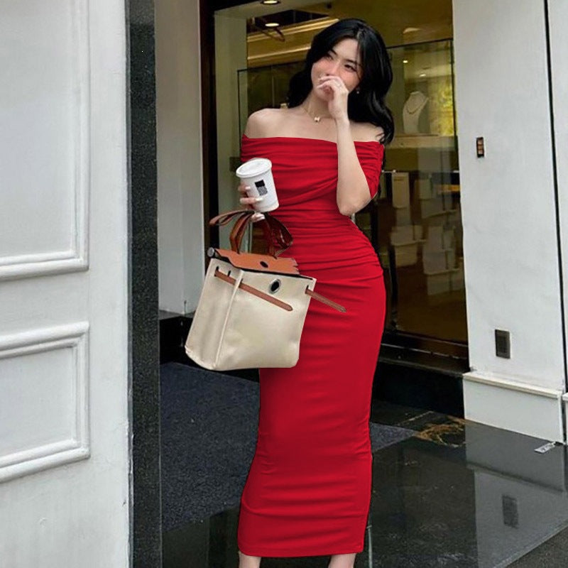One-Shoulder Pleated Maxi Dress — product image 13