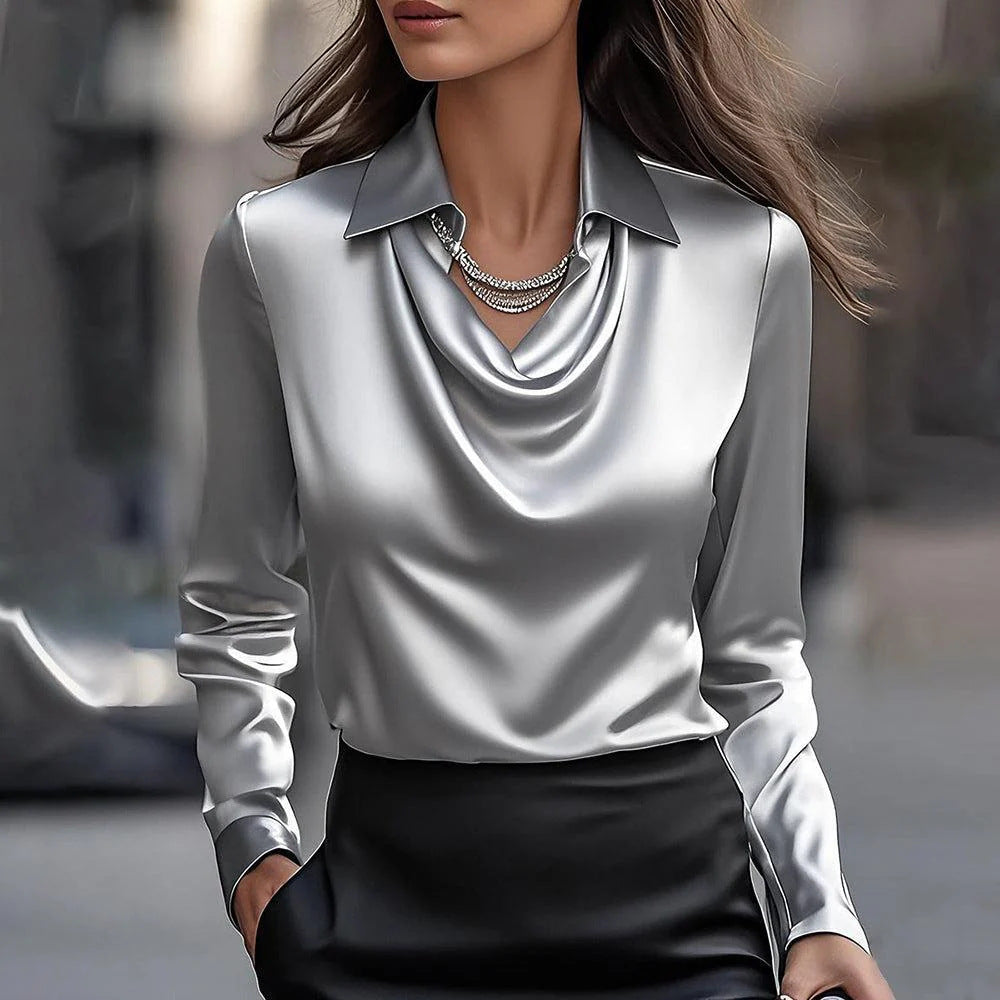 Camisa de manga larga con cuello y solapa
