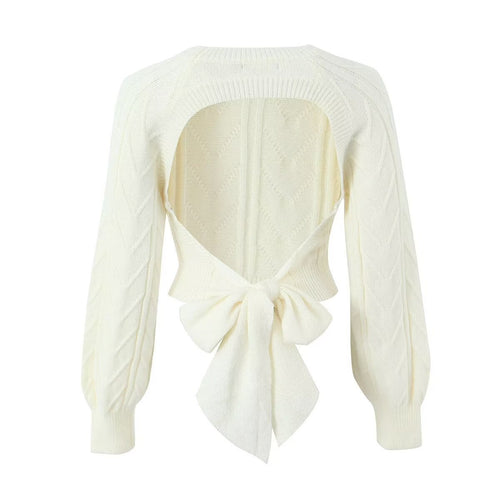 Bow-Back Open-Knit Sweater