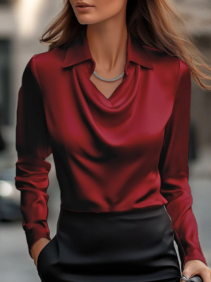 Camisa de manga larga con cuello y solapa