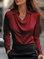 Camisa de manga larga con cuello y solapa