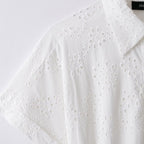Embroidered Cutout Dress in White - view 3