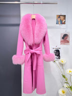 Handmade Double-Faced Wool Coat with Fox Fur Collar