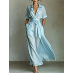 Solid Cinched-Waist Dress - view 2