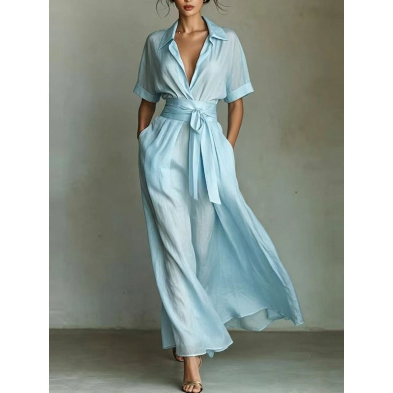 Solid Cinched-Waist Dress - view 2
