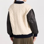Knit-Panel Wool-Blend Coat