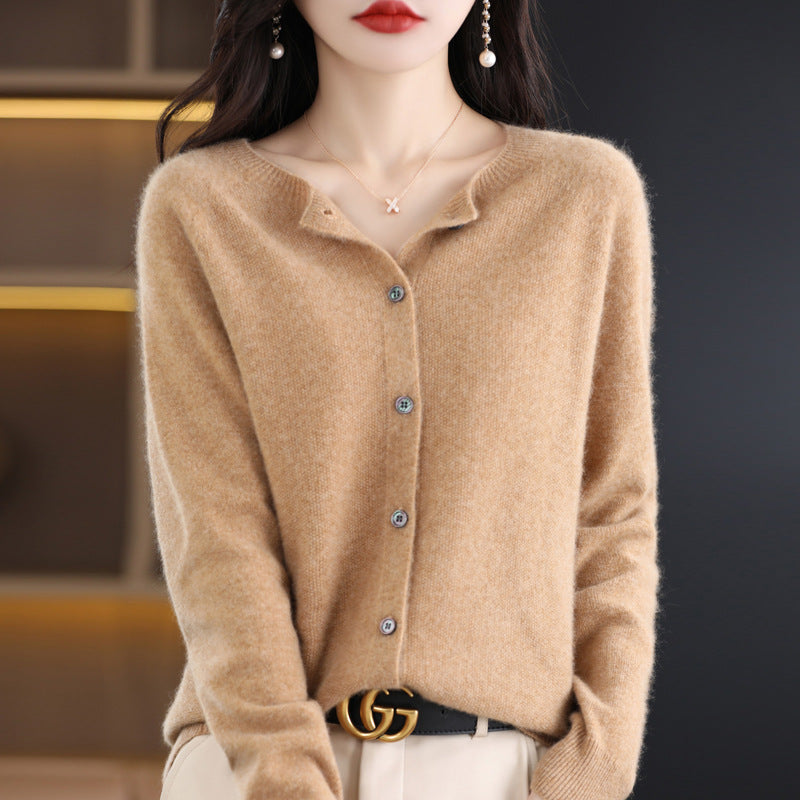 Textured Wool-Blend Knit Cardigan