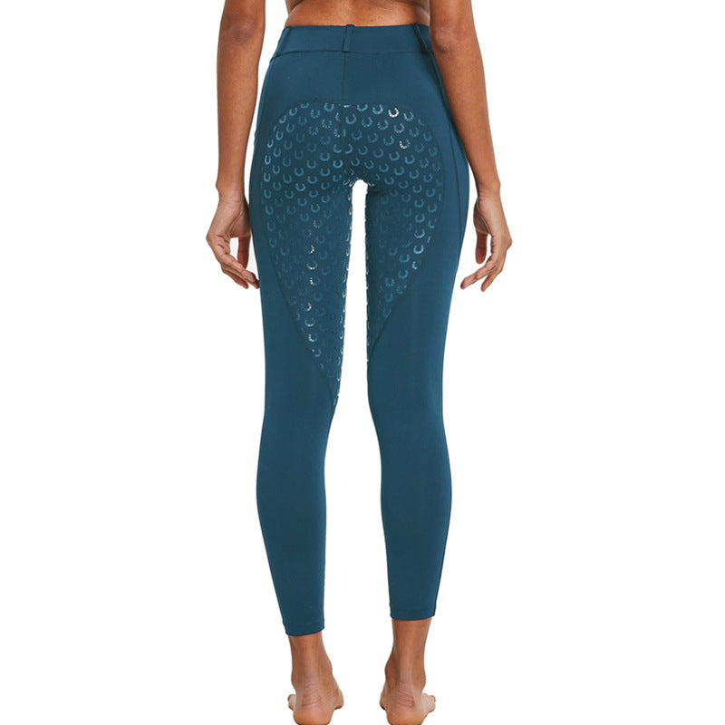 Pantalones de equitación de cintura alta elásticos antideslizantes con pegamento para mujer