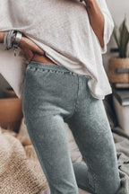 Legging côtelé gris foncé délavé style vintage