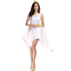Greek Goddess Cosplay Costume Adult One-Shoulder White Athena Short Dress Halloween Party Outfit