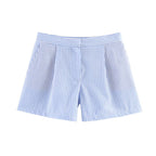 Short ample décontracté rayé à taille haute