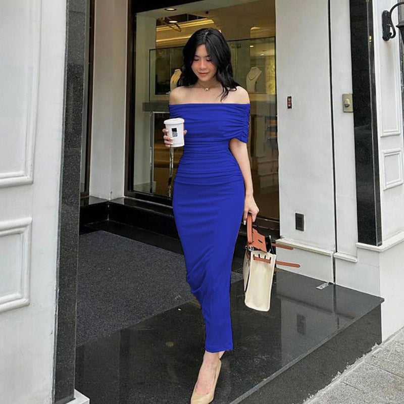 One-Shoulder Pleated Maxi Dress — product image 9