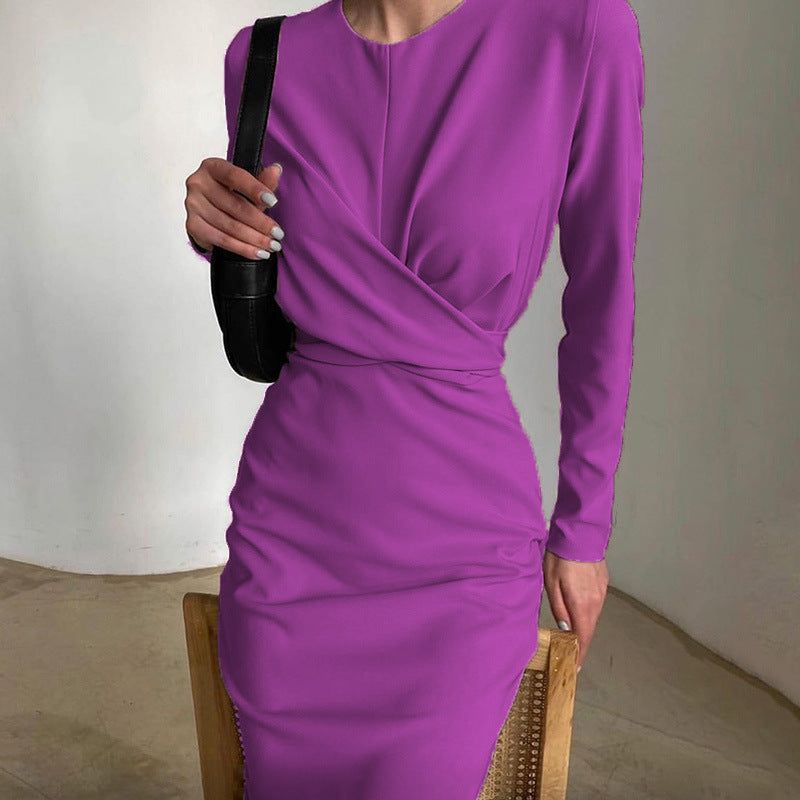 French-Inspired Long-Sleeve Midi Dress