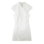 Silk Rope-Knot Dress in White