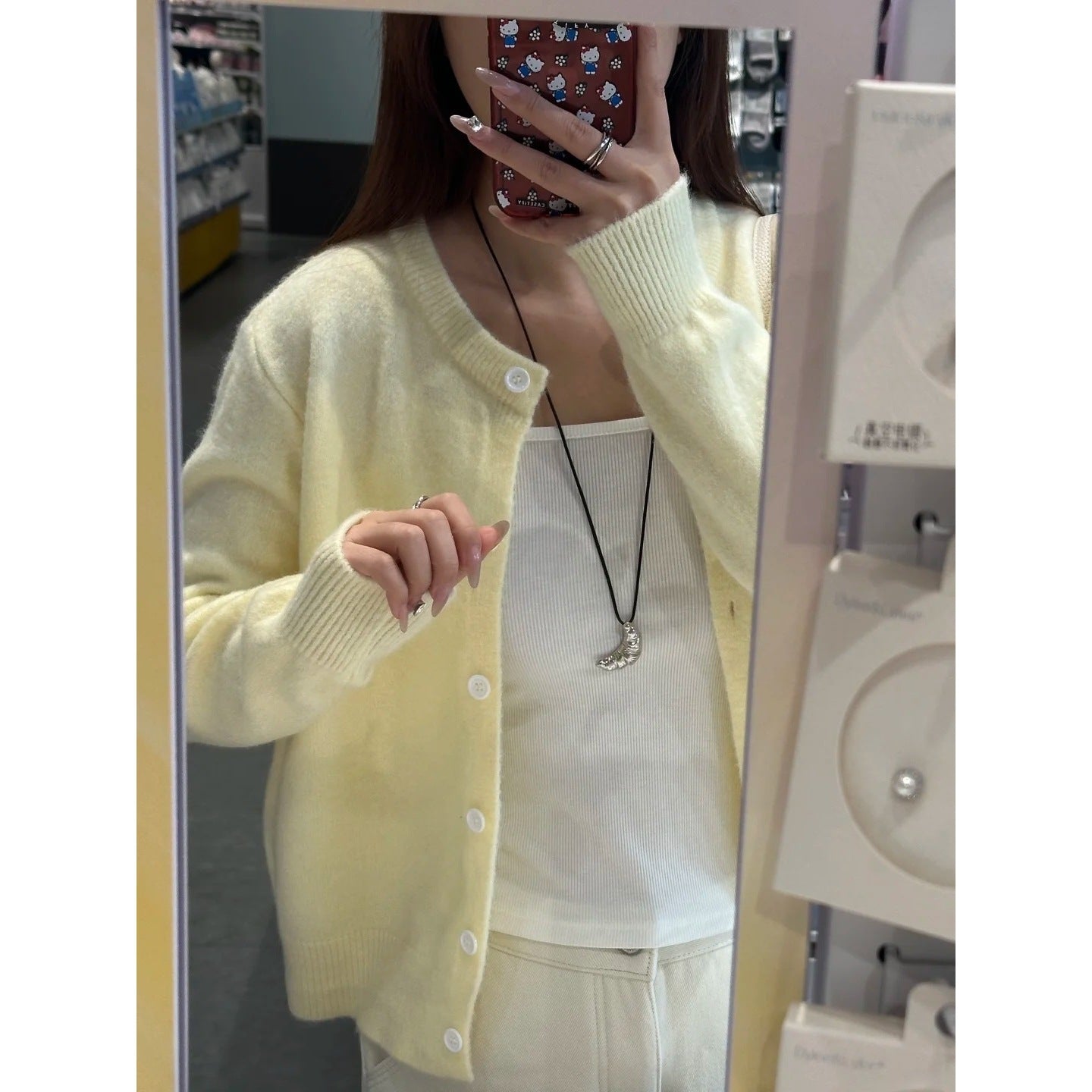 Single-Button Soft Knit Cardigan