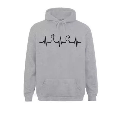 Sudadera con capucha de manga larga con estampado digital 3D Chess Heartbeat