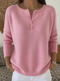 Pull en laine col V boutonné pour femme