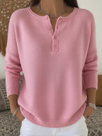 Pull en laine col V boutonné pour femme