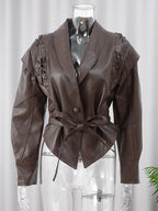 Veste à manches courtes/longues avec ceinture.