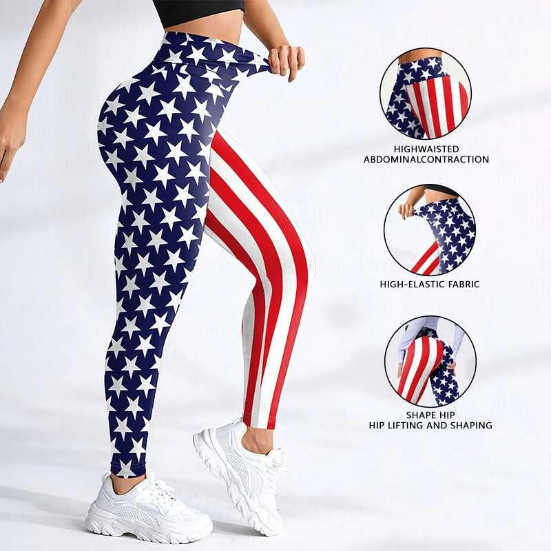 Pantalones de yoga estampados de la bandera nacional para mujer, mallas deportivas y de ocio, ropa para eventos de festivales y actuaciones
