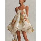 Lace Asymmetric-Strap Mini Dress in White - view 3