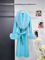 Handmade Double-Faced Wool Coat with Fox Fur Collar