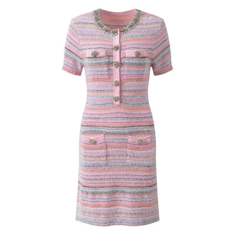 Vestido a rayas con bloques de color