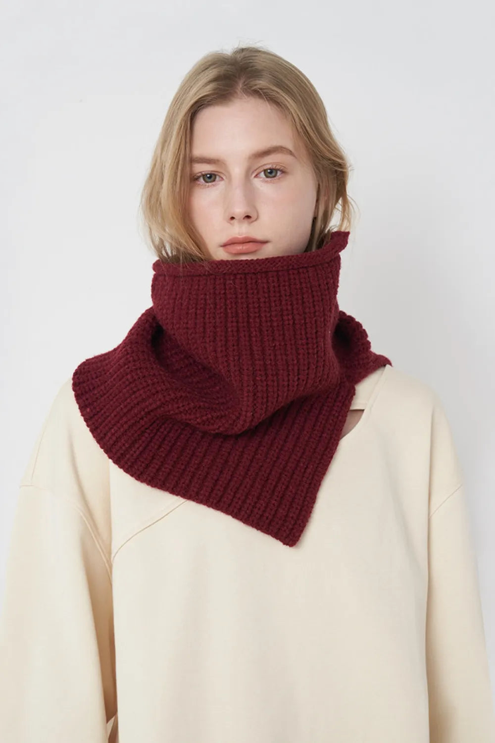 Slit Knit Scarf Pullover