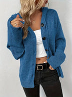 Pull à capuche uni et boutonné
